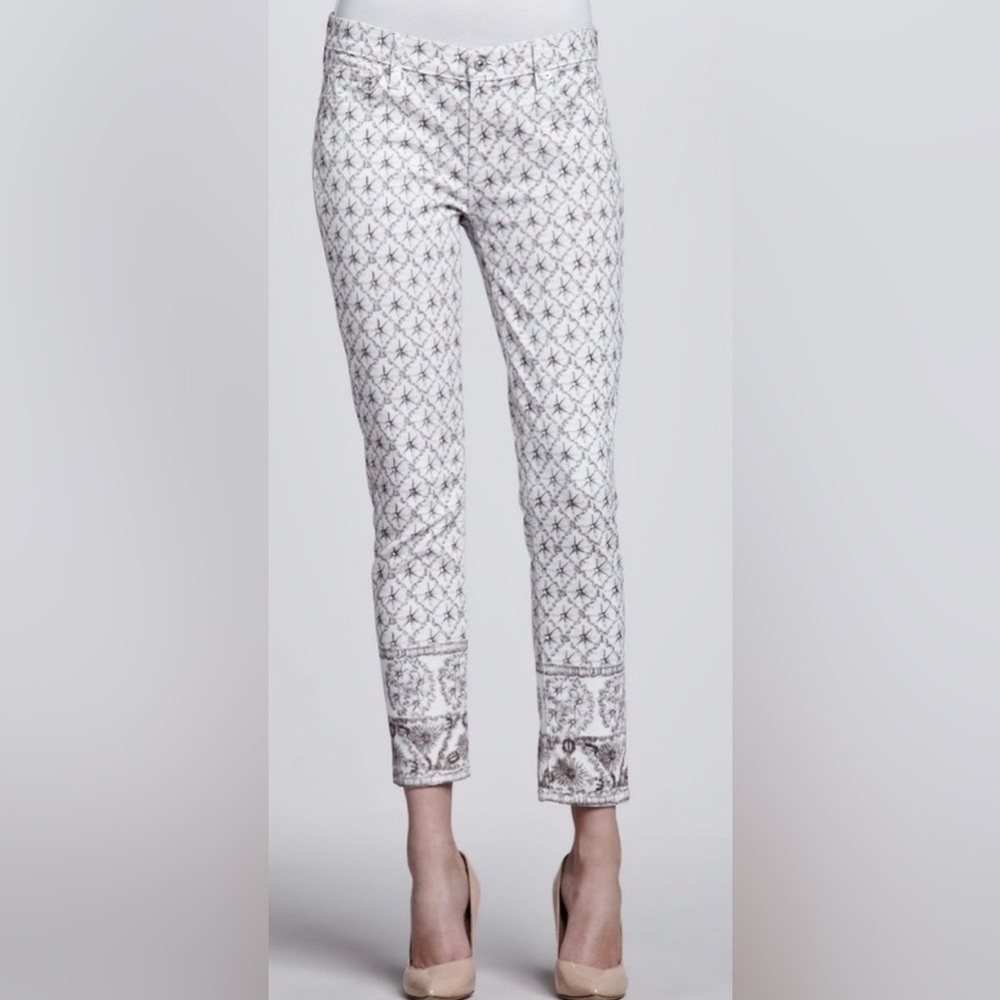 7 For All Mankind Photo Real Print Crop Skinny Jeans Silver 27